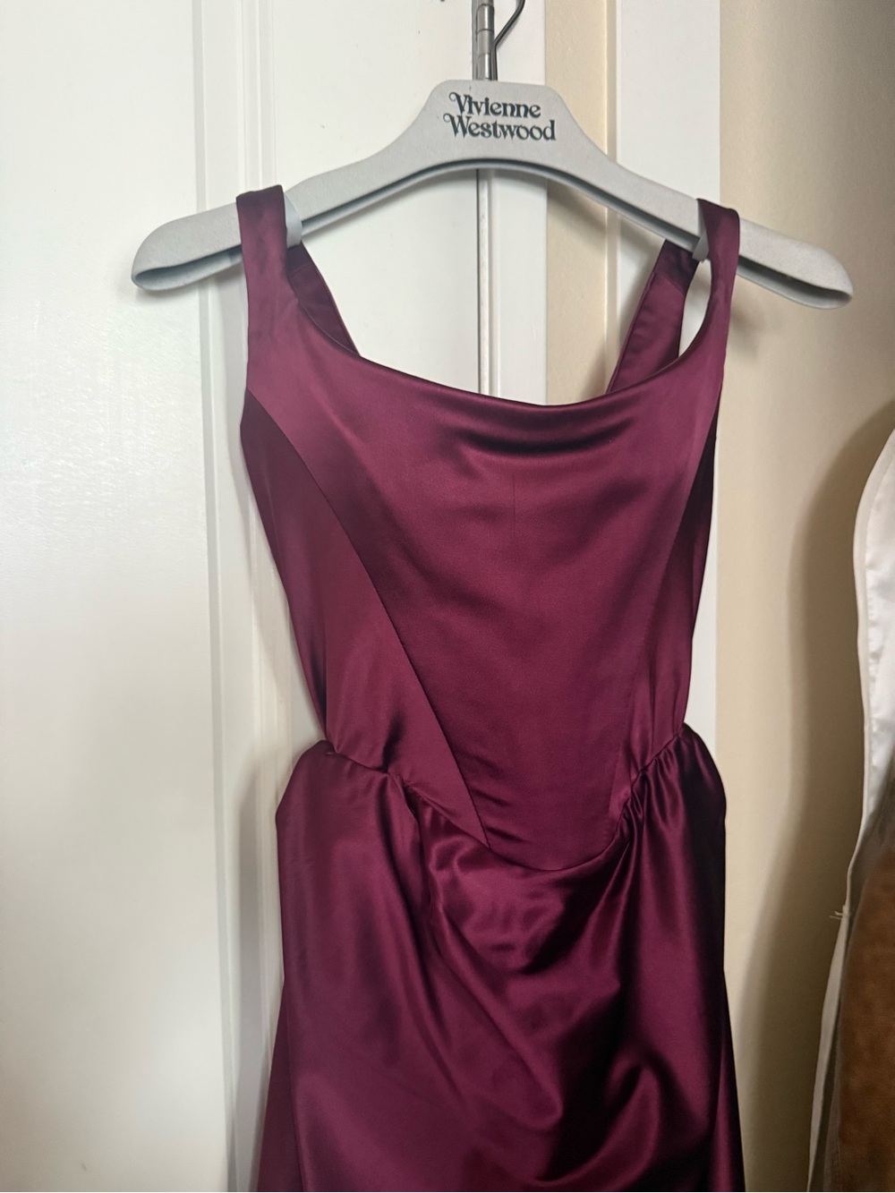 Vivienne Westwood Off-Shoulder Plum Satin Evening Gown - Picture 14 of 14